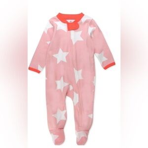 Honest Company Baby Girl’s Footie Sleeper Pink & White Stars Size 6-9 Months NWT
